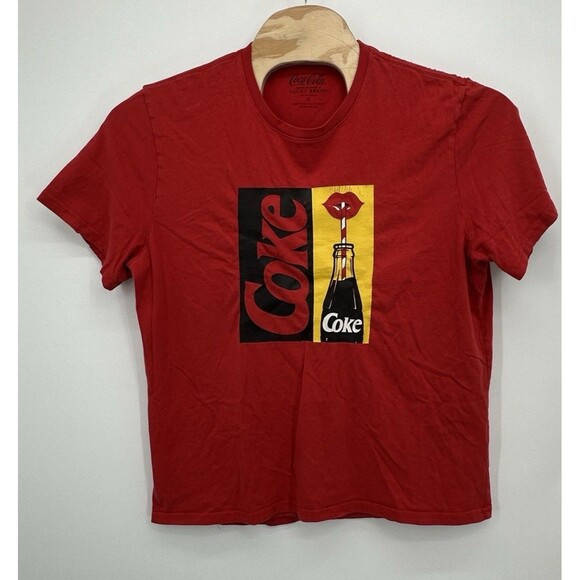 Lucky Brand Coca Cola T-Shirt Mens M  Red Crew Neck Short Sleeve Cotton - Picture 3 of 7